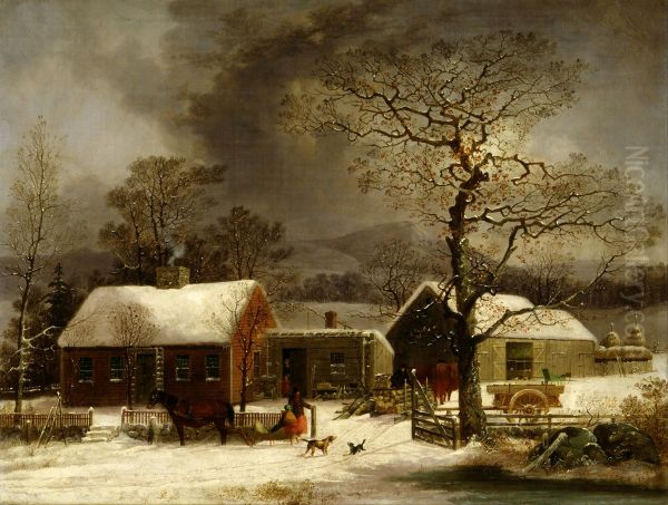 Winter Scene in New Haven, Connecticut - view 1