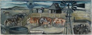 Afternoon on a Texas Ranch (mural Study, Lampassas, Texas Post Office) by Ethel Edwards