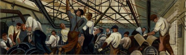 Automobile Industry (mural study, Detroit, Michigan Post Office) - view 1