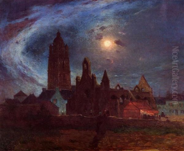 The Bourg-de-Batz Church under the Moon - view 1
