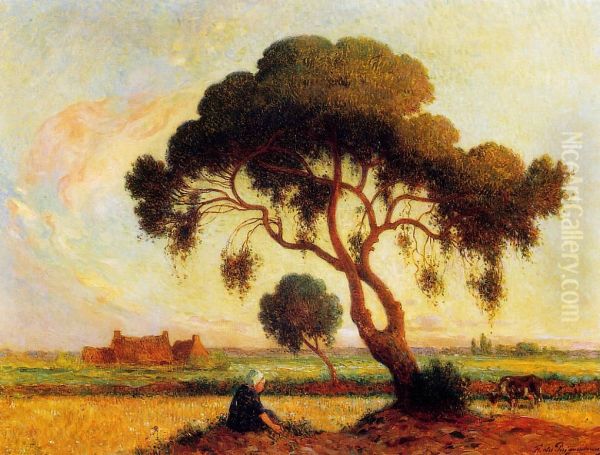 Breton Woman Seated under a Large Tree - view 1