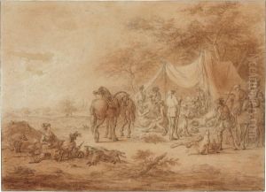 Soldiers Resting By An Encampment by Francesco Giuseppe Casanova
