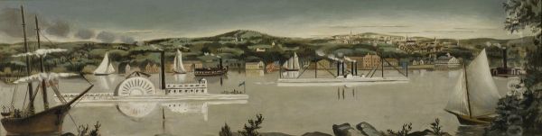 View of Poughkeepsie in 1840 (mural study, Poughkeepsie, New York Post Office) - view 1