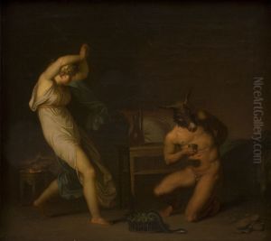 Fotis sees her Lover Lucius Transformed into an Ass. Motif from Apeleius' The Golden Ass. by Nicolai Abildgaard