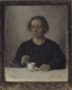 Ida Hammershoi, the Artist's Wife, with a Teacup by Vilhelm Hammershoi