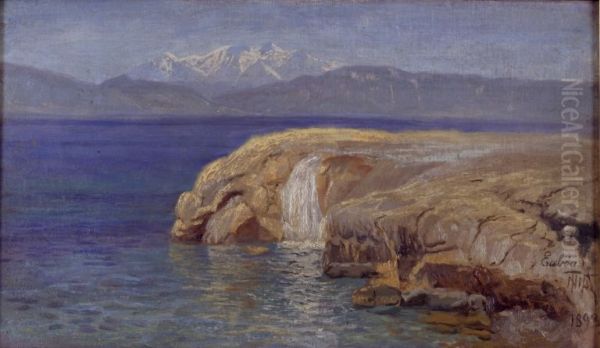 Klippekyst med vandfald pa Euboa - view 1