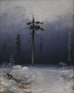 Trae i vinterskov by Peder Balke