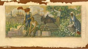 Abundance of Today (mural study, Clarksville, Tennessee Post Office) by F. Luis Mora