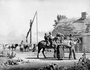 Peasant Watering Horses and Cattle by Godtfred Rump