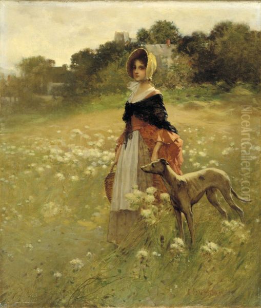 Young Girl and Dog - view 1