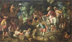 John the Baptist Preaching in the Forest by Joachim Wtewael (Uytewael)