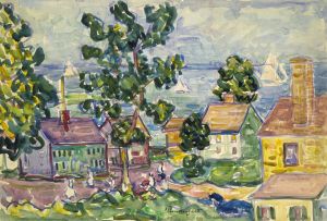 New England Coastal Village by unknown
