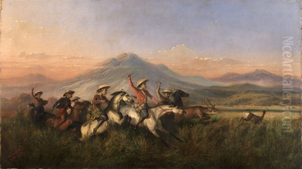 Six Horsemen Chasing Deer - view 1