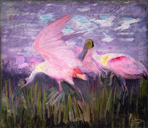 Roseate Spoonbills, study for book Concealing Coloration in the Animal Kingdom by Abbott Handerson Thayer