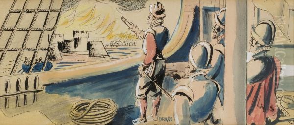 Sir Francis Drake (study for Tallahassee mural) - view 1