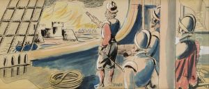 Sir Francis Drake (study for Tallahassee mural) by Edward Buk Ulreich