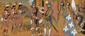 Saturiba and Laudonniere (study for Tallahassee mural) by Edward Buk Ulreich