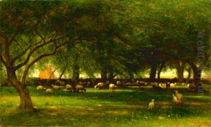 Noon in the Orchard by Worthington Whittredge