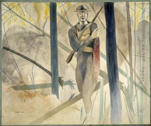 Runner Through the Barrage, Bois de Belleau, Chateau Thierry Sector; His Arm Shot Away, His Mind Gone - view 1