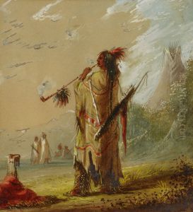 A Shoshonee Indian Smoking A Shoshonee Indian Smoking