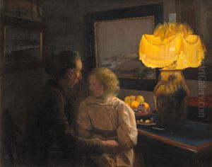 Mother storytells. The artist's wife and daughter Mother storytells. The artist's wife and daughter