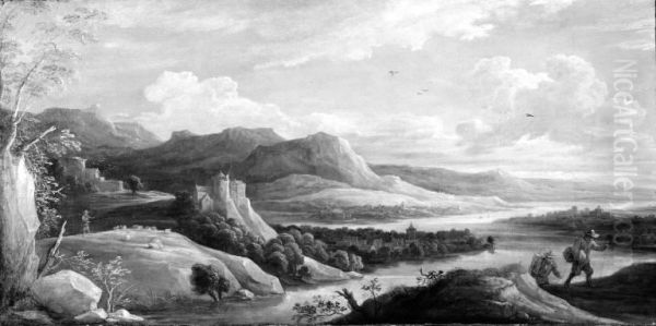 Mountain Scene with a River - view 1