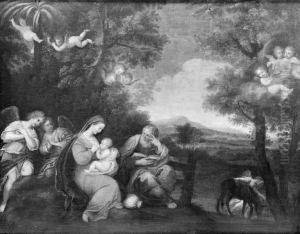 Hvilen pa flugten til Egypten by Francesco Albani
