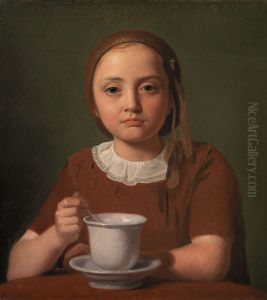 Portrait of a Little Girl, Elise Kobke, with a Cup in front of her