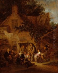 The Organ-Grinder Outside a Cottage by Adriaen van Ostade