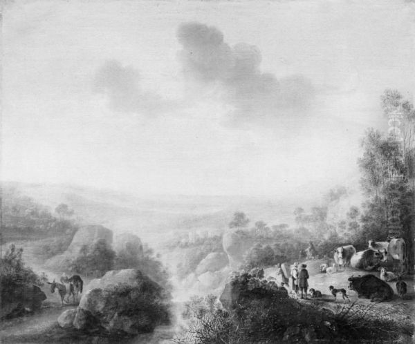 Landscape with Cattle by a Brook - view 1