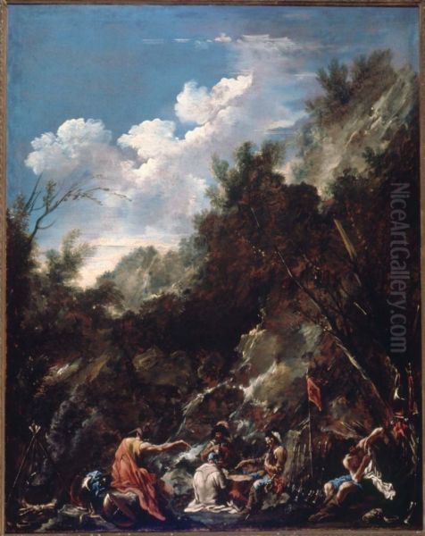 Soldiers Playing Cards in a Rocky Landscape - view 1