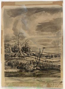 Iowa Landscape (mural study, center  panel of  triptych for the Monticello, Iowa Post Office)