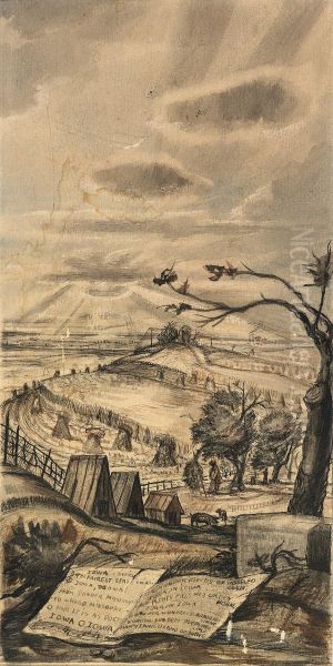 Iowa Landscape (mural study, right panel of triptych for Monticello, Iowa Post Office) - view 1