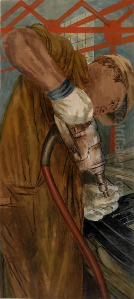 The Riveter (mural study, Bronx, New York central postal station) - view 1