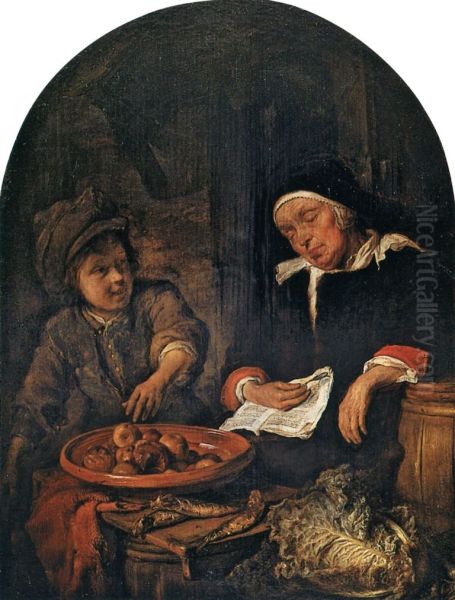 Boy Stealing an Apple from a Sleeping Woman - view 1