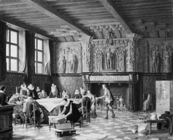 Et krigsrad i Salle des Francs i Brugge omkring ar 1600 - view 1