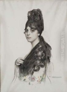 Portrait De Femme by Ramon Casas