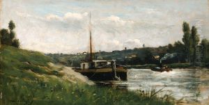 Barge on a River by Charles-Francois Daubigny
