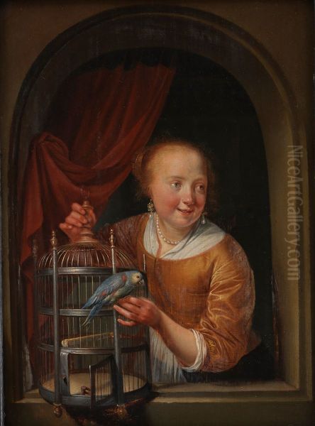 Girl with a Parrot - view 1