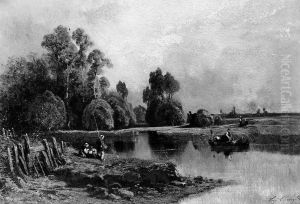 On the Loing River by Eugene Ciceri
