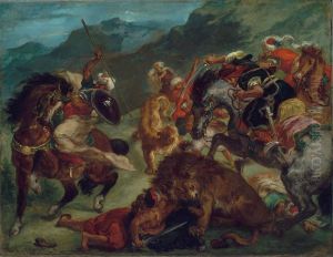 Chasse au lion by Eugene Delacroix