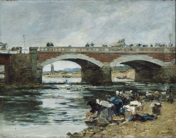 Washerwomen near a Bridge - view 1