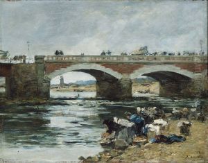 Washerwomen near a Bridge by Eugene Louis Boudin