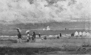 Beach Scene with Figures by Eugene Louis Boudin