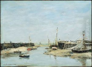 Trouville, Les Jetees a Maree Basse by Eugene Louis Boudin