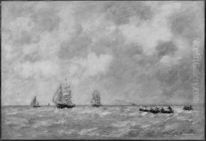 Seascape, River Pilots by Eugene Louis Boudin