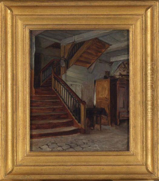 Room Interior with Winding Staircase - view 1