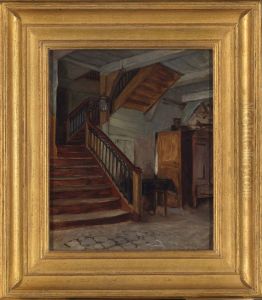 Room Interior with Winding Staircase