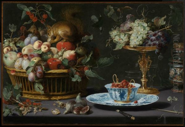 Still Life with Fruit, Wan-Li Porcelain, and Squirrel - view 1