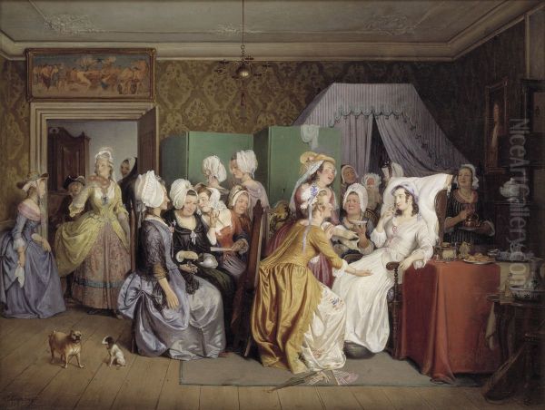 Scene from Ludwig Holberg's The Lying-in Room - view 1